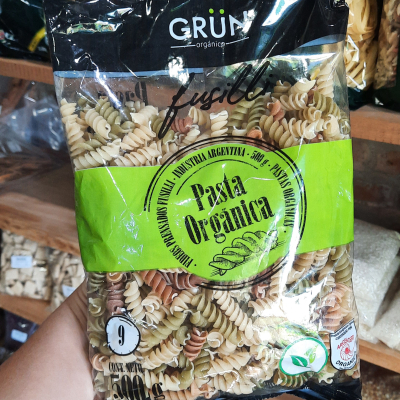 Fideos tirabuzon tricolor organicos
